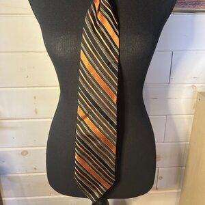 Belissimo Black Tie with Orange Lines – 100% Polyester Men’s Necktie